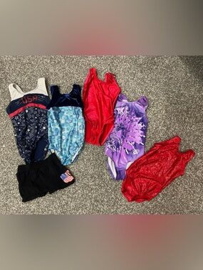 Mixed Girls Gymnastics Leotard Bundle - Red, Purple, Blue, Black